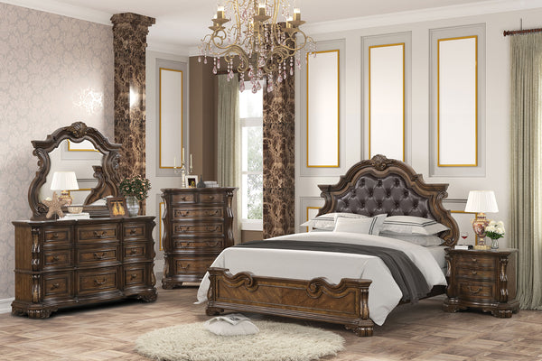 LEOVANNI - E.King Uph Bed, Dark Brown - FM70003DB-EK-F-BED