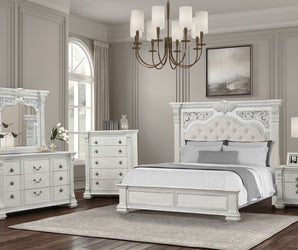 PROMENADE - E.King Bed, Wire Brushed White