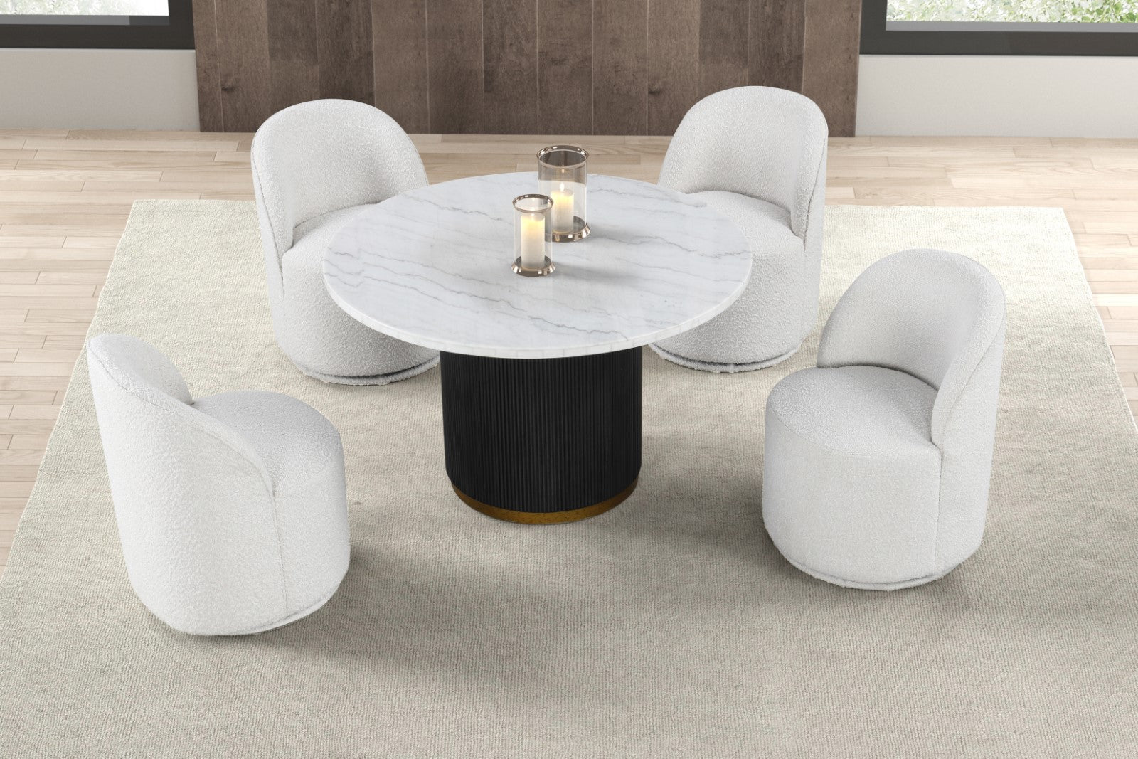 VARDE - 5 Pc. Round Dining Set - FM3431WH-RT-5PC-01WH