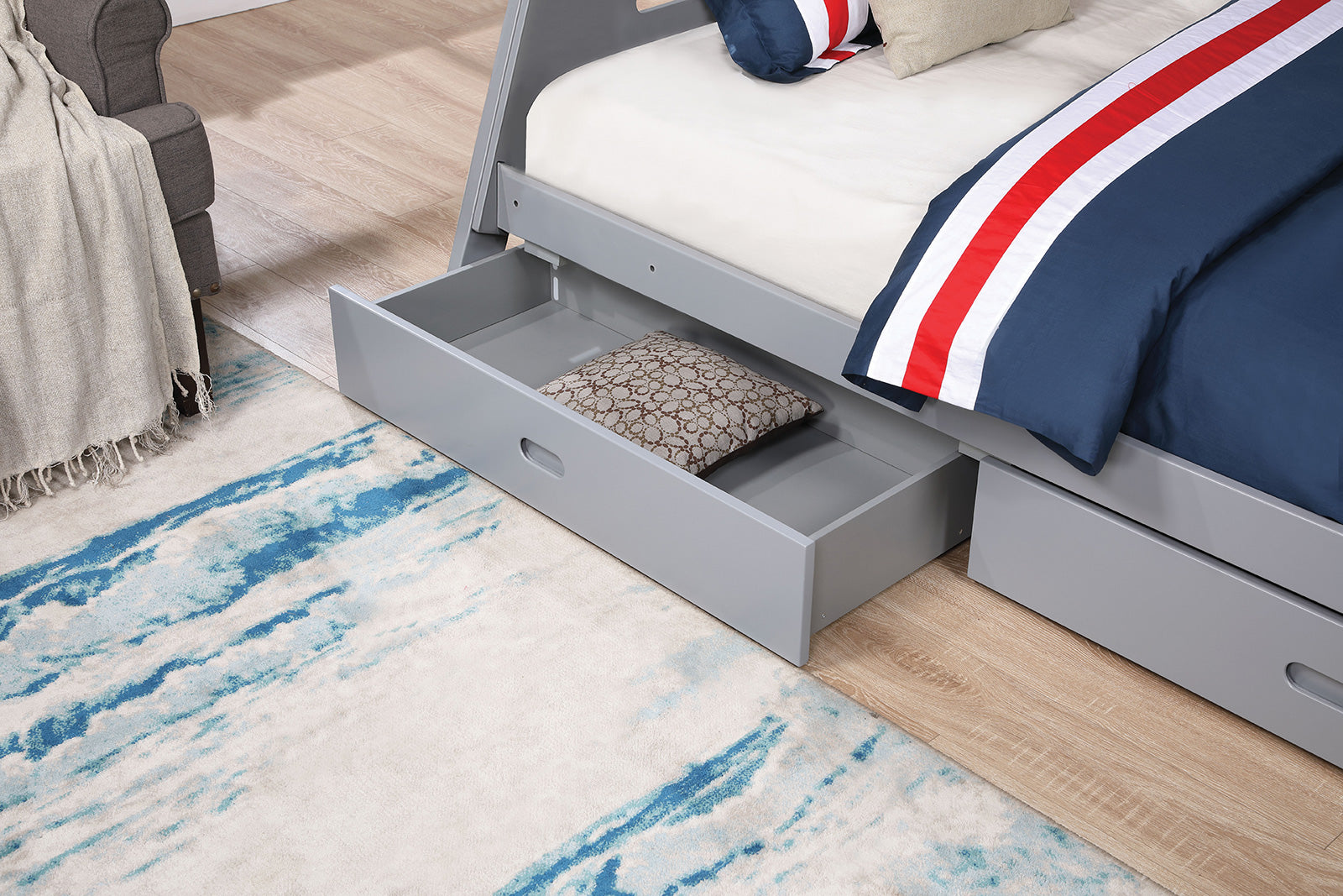 EMILEE - Twin/Full Bunk Bed, Gray - FM-BK003GY-BED