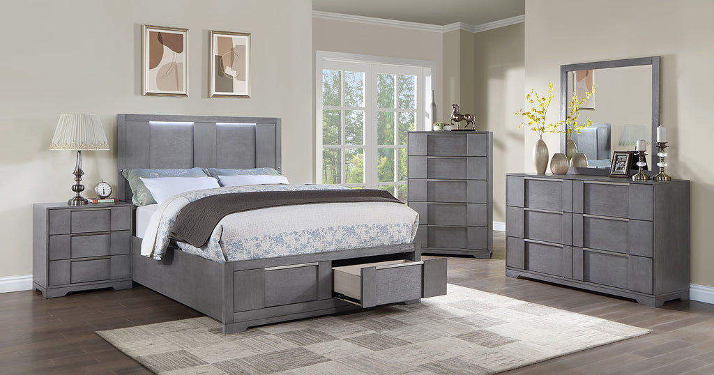 REGULUS - 4 Pc. Queen Bedroom Set - CM7475GY-Q-4PC