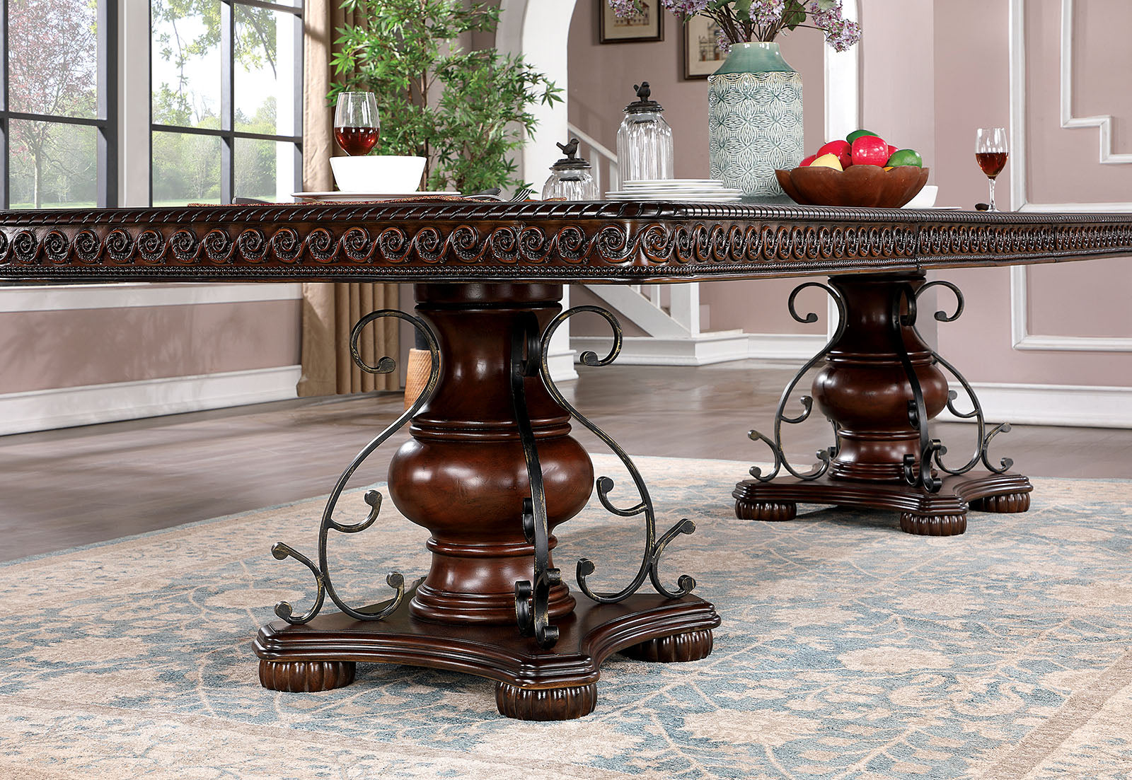 PICARDY - 9 Pc. Dining Table Set (2AC+6SC) - CM3147T-9PC