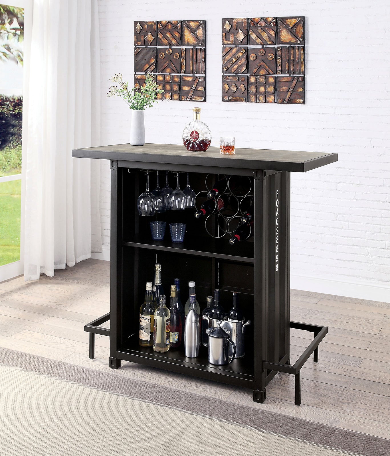 ESDARGO - Bar Ht. Table w/ LED Light - CM3789BK-BT