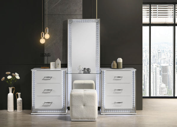 HAZELINE - Vanity Set w/ Stool - FM72010WH-V-SET