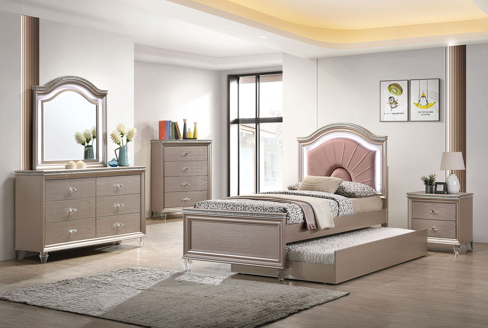 ALLIE - 4 Pc. Full Bedroom Set w/ Trundle - CM7901RG-F-4PC-TR