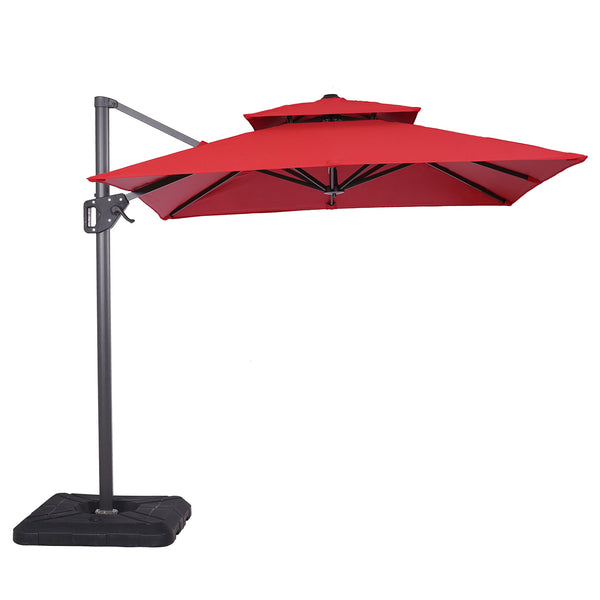 FIDA - 8' Square Umbrella, Double Top, Red - LA-A029RD