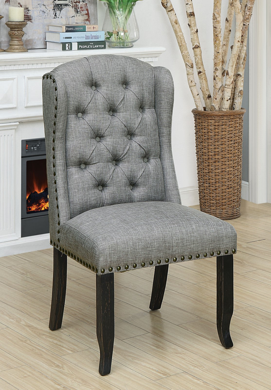 SANIA - Wingback Chair - CM3324BK-LG-SC-2PK