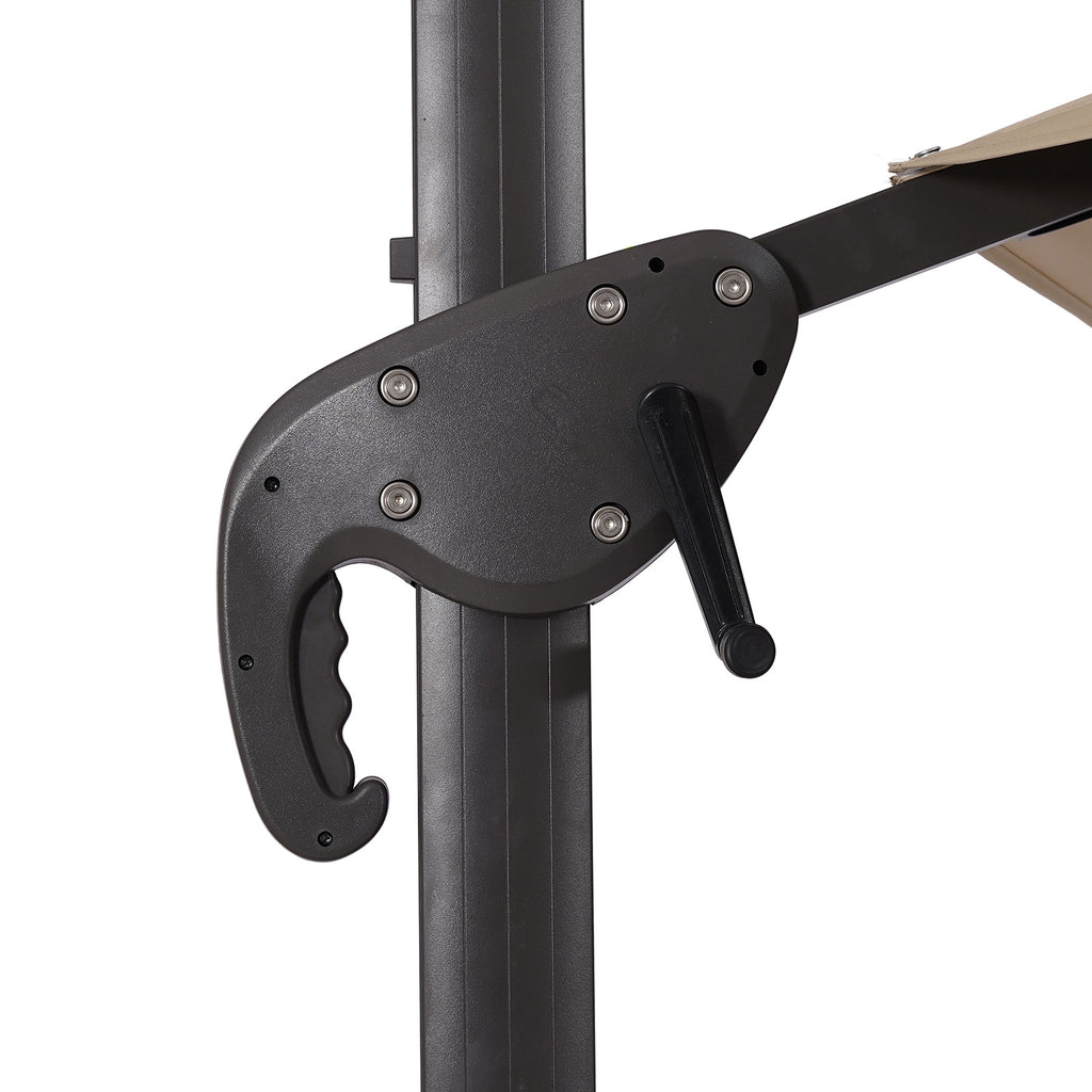FERA - 10' Round Umbrella, LED Bulb, Tan + Base - LA-A032BG+BASE