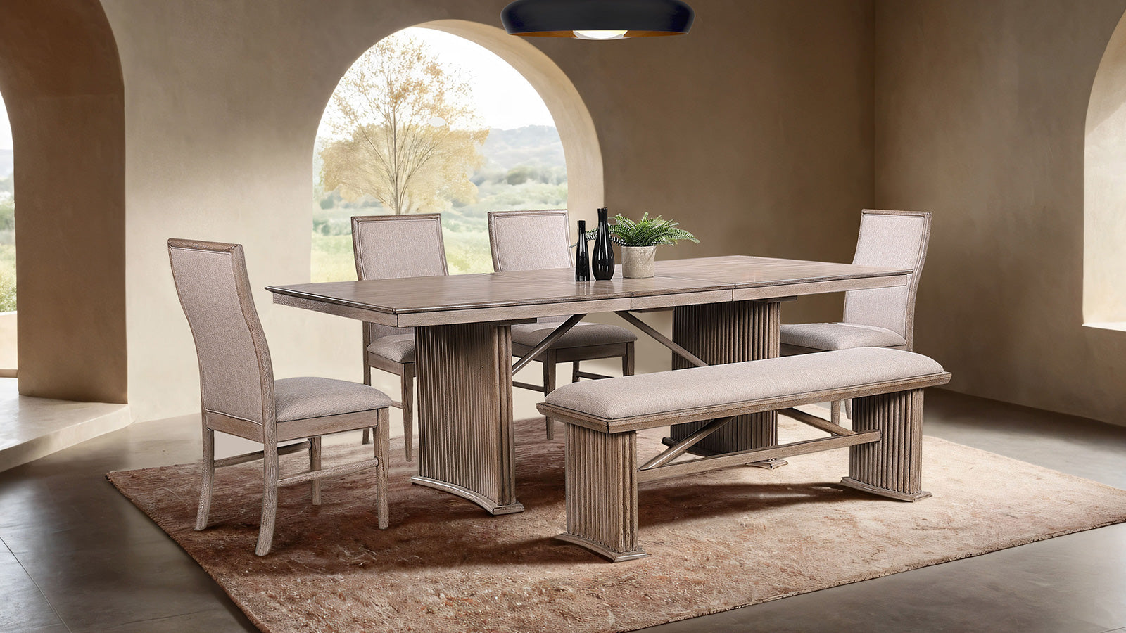 ELLESMERE - 6 Pc. Dining Table Set w/ Bench - FM3230NT-T-6PC