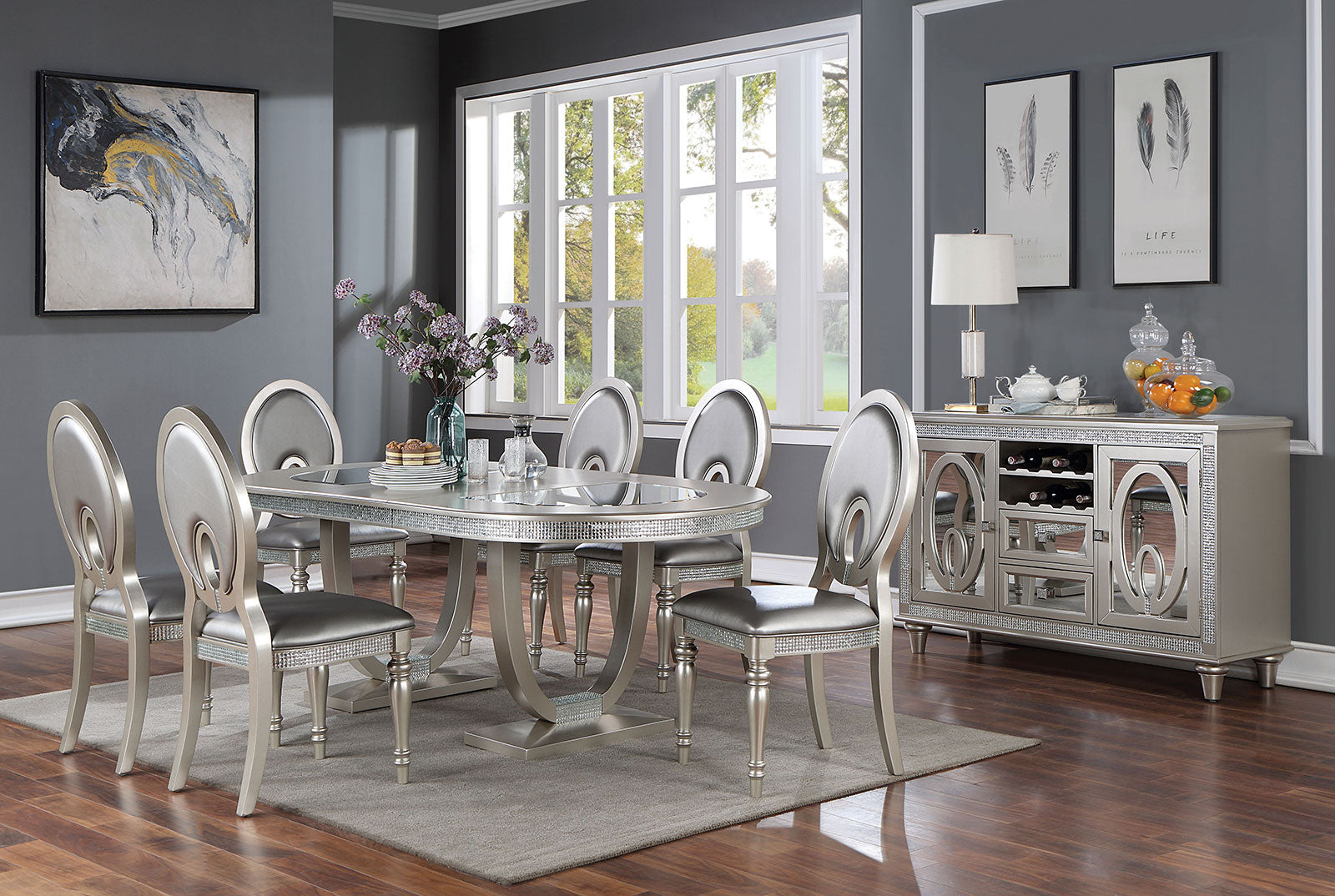 CATHALINA - Oval Dining Table - CM3541SV-T-TABLE