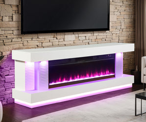 PESEUX - 71" TV Stand w/ Electric Fireplace - FM-AC8009WH-TV