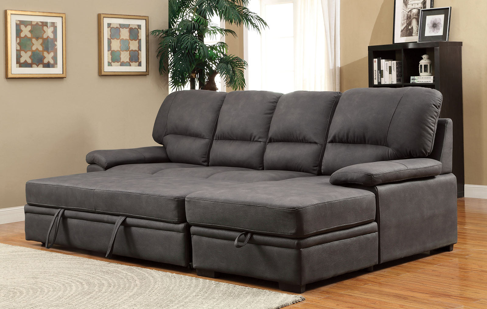 ALCESTER - Sectional w/ Sleeper - CM6908BK-SET