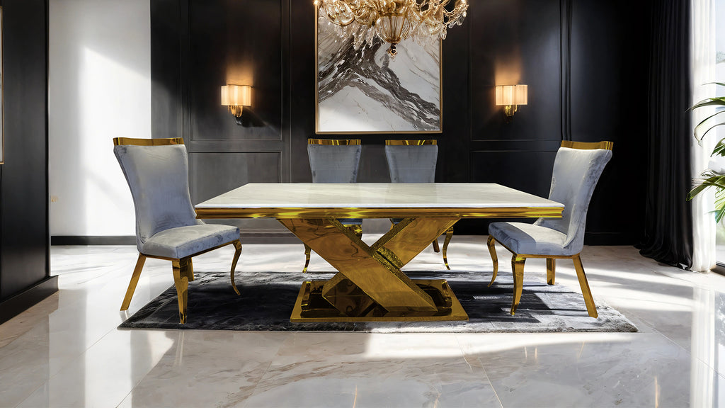PALAZZO - 6 Pc. Dining Table Set - FM33002GD-T-7PC-11WH