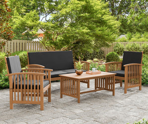 KYUSHU - 4 Pc. Patio Set, Black/Natural - GM-1022BK-4PC