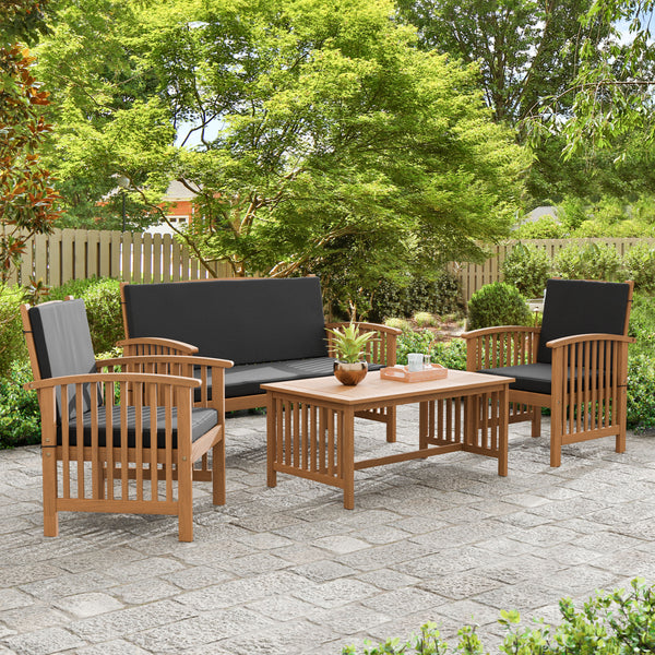 KYUSHU - 4 Pc. Patio Set, Black/Natural - GM-1022BK-4PC