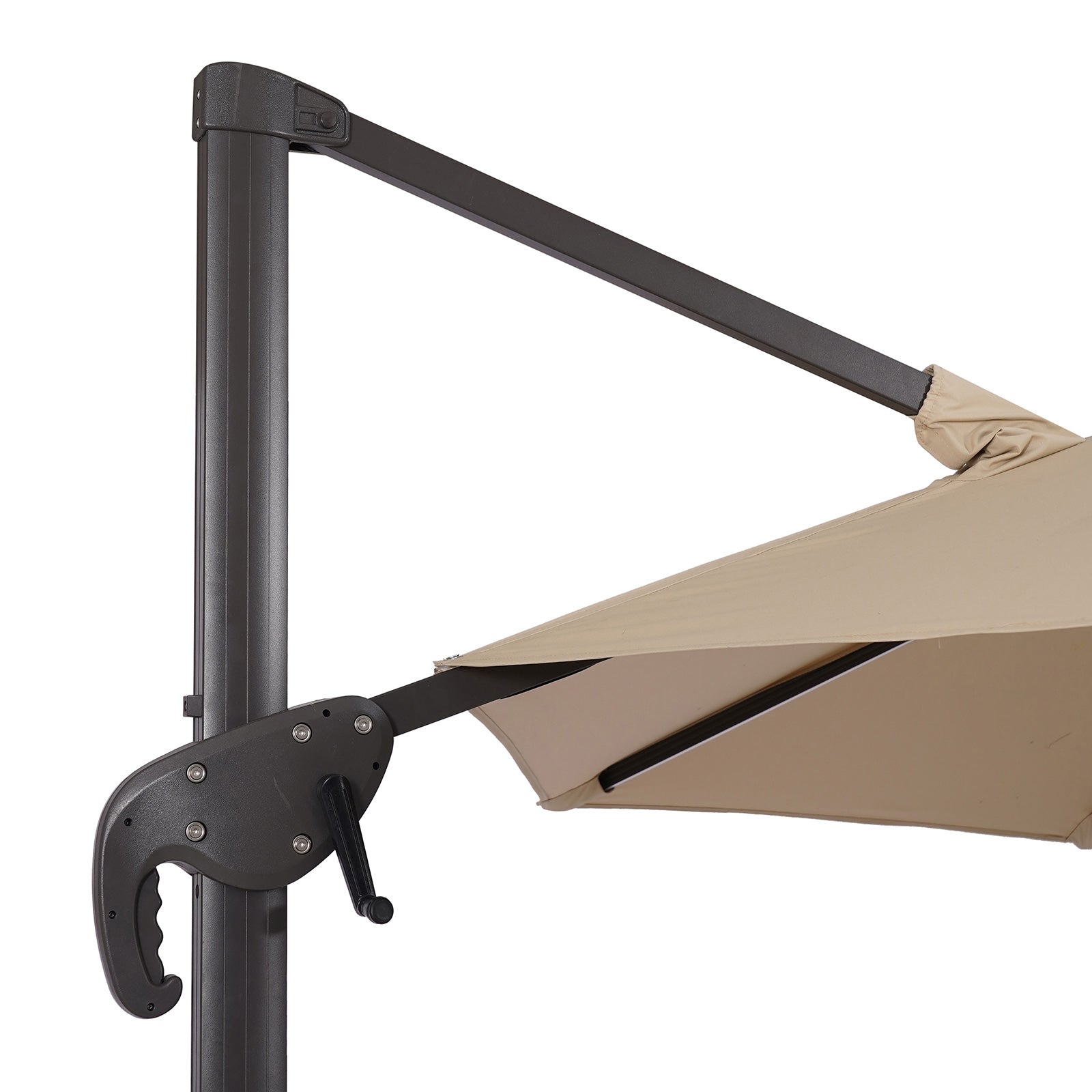 FERA - 10' Round Umbrella, LED Bulb, Tan + Base - LA-A032BG+BASE