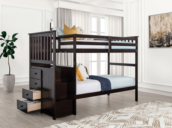 ONTARIO - Twin/Twin Bunk Bed, Espresso - FM-BK102ES-T-BED