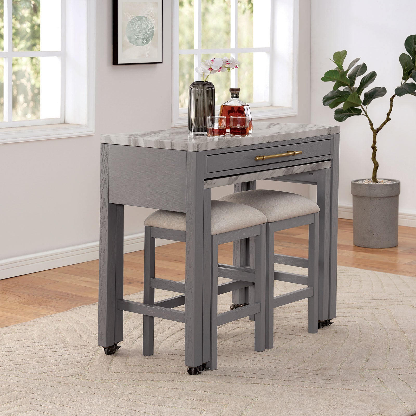 WHITEHALL - 3 Pc. Counter Ht. Table Set - FOA3544LG-PT-3PC