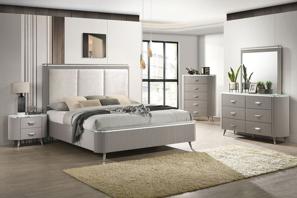 ALDRIDGE - E.King Bed, Light Gray - FM7243GY-EK-BED