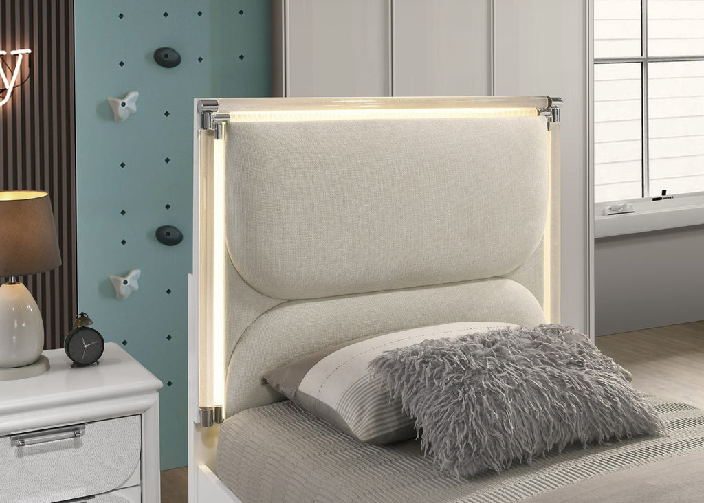 LAREINA - Full Bed, Pearl White - FM72081WH-F-BED