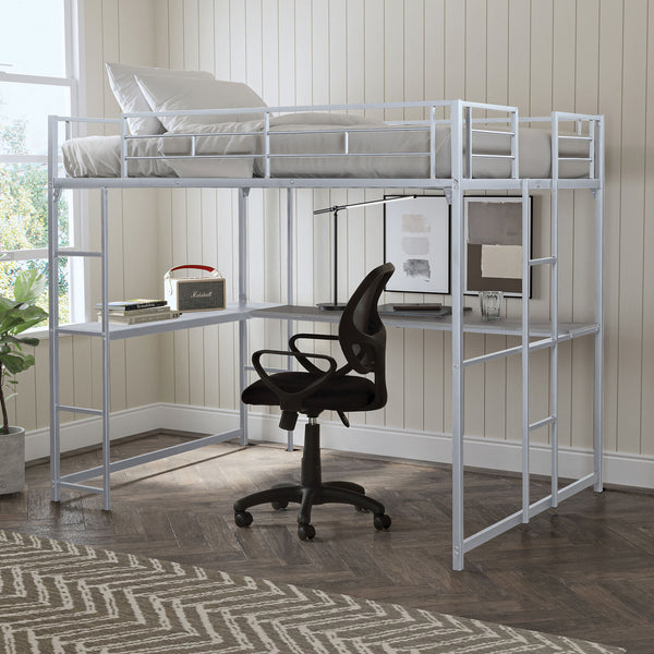 CYBILL - Full Loft Bed, Silver - FM-BK905SV-F-BED