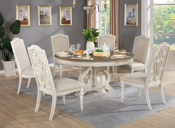 ARCADIA - 7 Pc. Round Dining Table Set - CM3150WH-RT-7PC