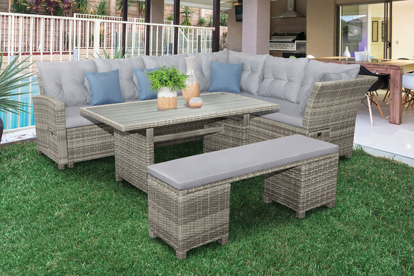 MALIA - 6 Pc. Patio Dining Set w/ Bench - GM-1001-6PC