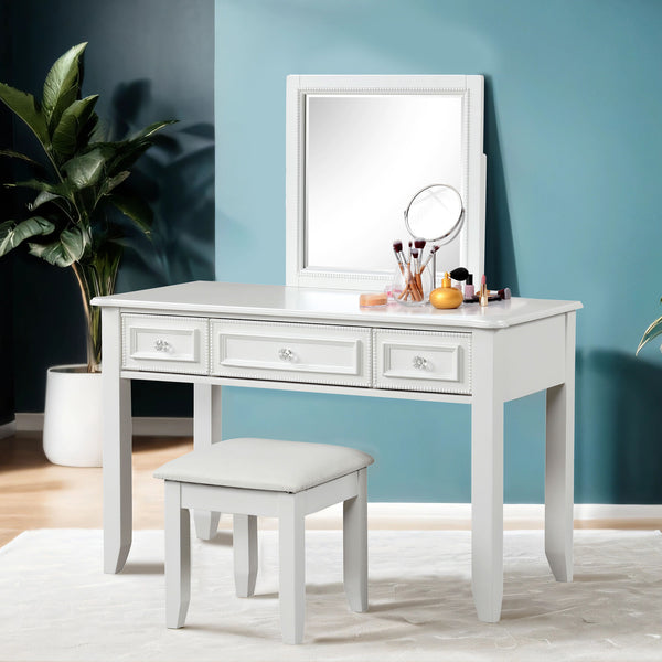 NAUCALPAN - Vanity Set w/ Stool - FM7456WH-V-SET