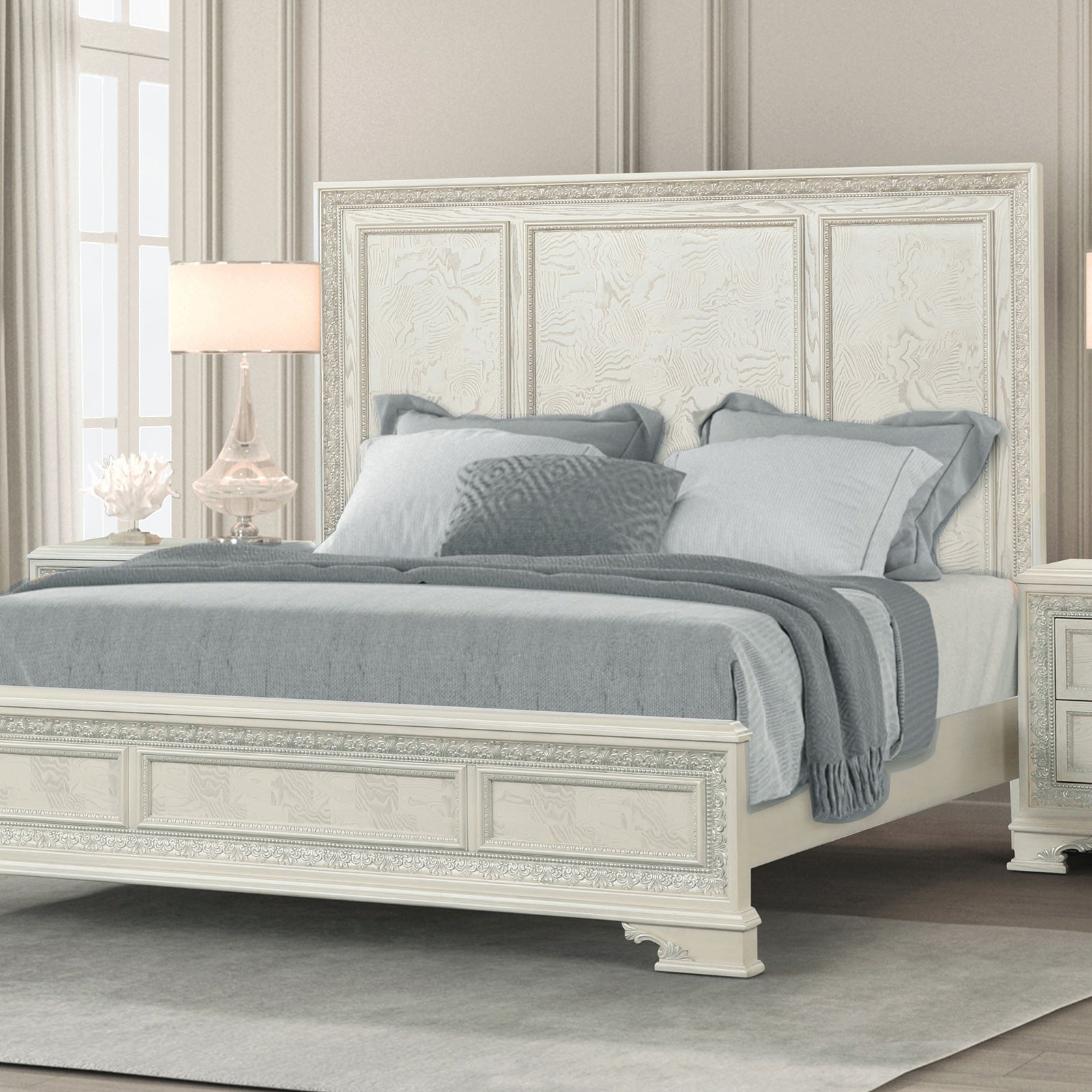 STELLA MIA - E.King Panel Bed - FM70000WH-EK-W-BED