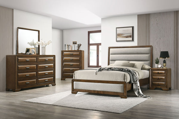 CAERWYS - Queen Bed, Brown/Light Gray - FM7231BR-Q-BED