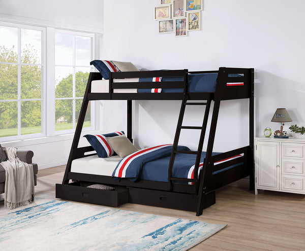 EMILEE - Twin/Full Bunk Bed, Black - FM-BK003BK-BED