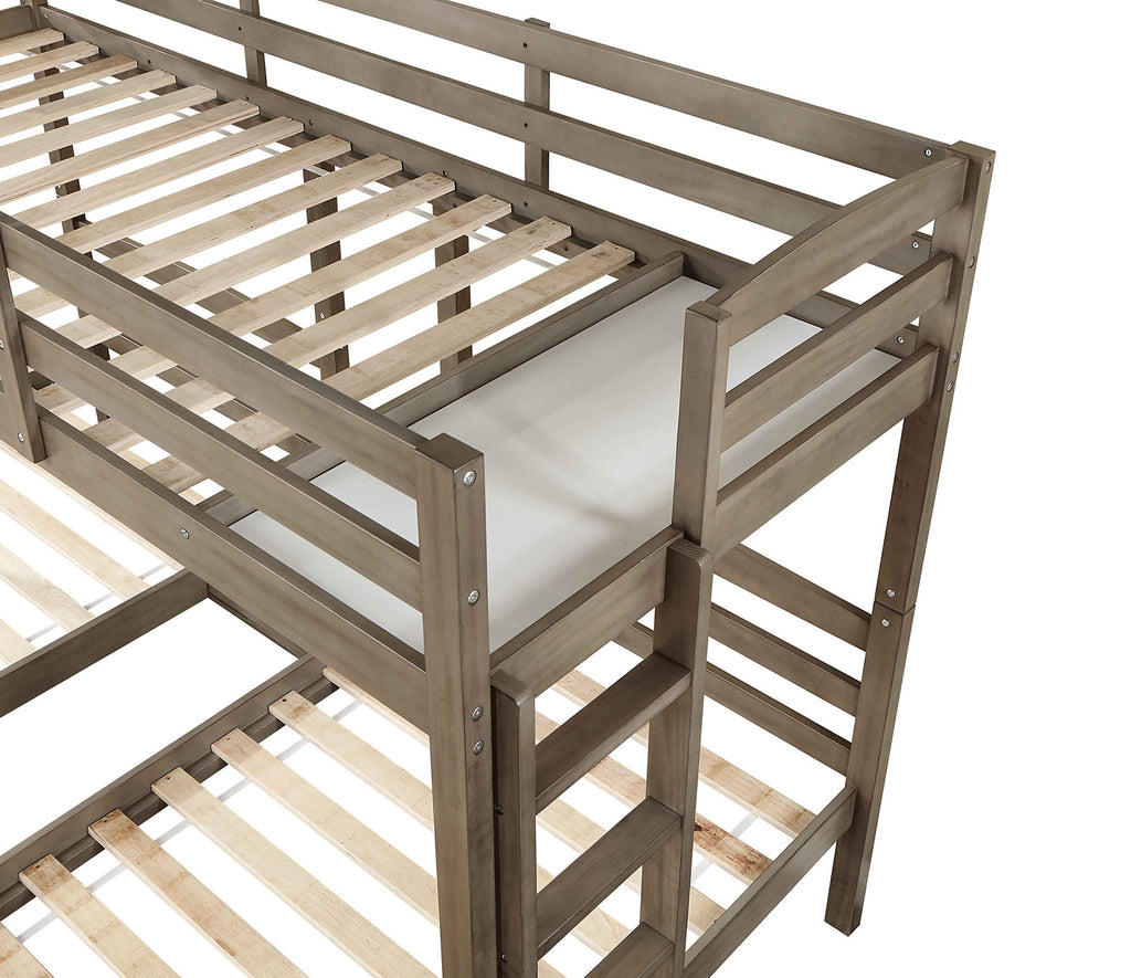 HORTENSE - Triple Twin Bunk Bed, Warm Gray - FOA-BK659GY-BED
