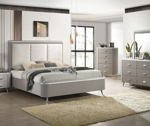 ALDRIDGE - Queen Bed, Light Gray - FM7243GY-Q-BED