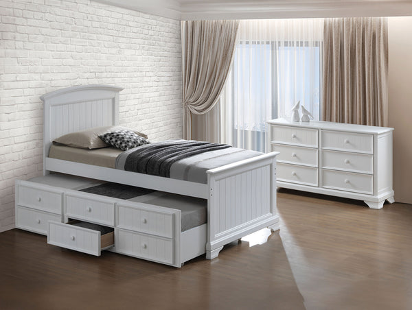 FANTON - Twin Captain Bed, White - FM7107WH-T-BED