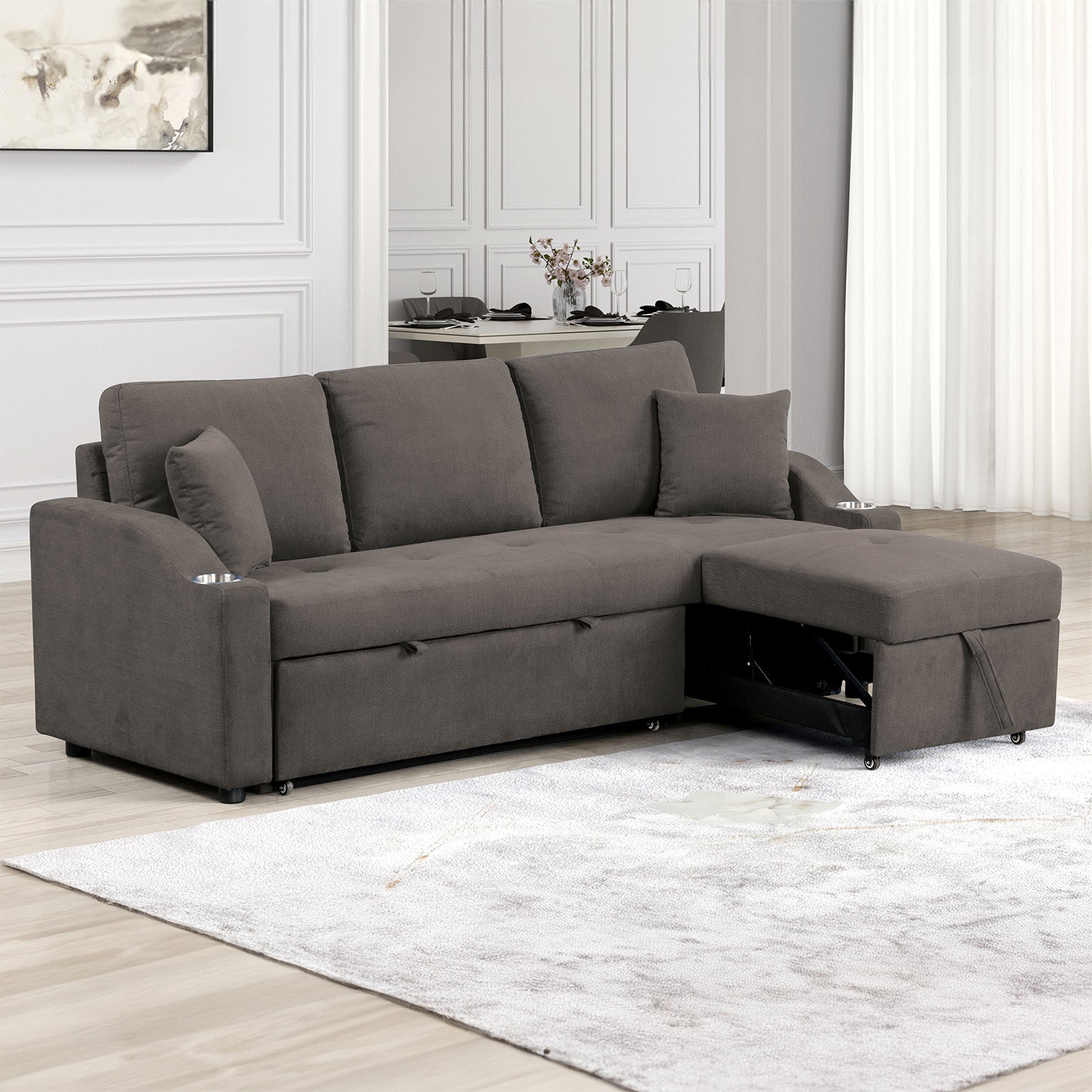 ROYDEN - Sleeper Sofa w/ Cupholder - FM6963GY-PK