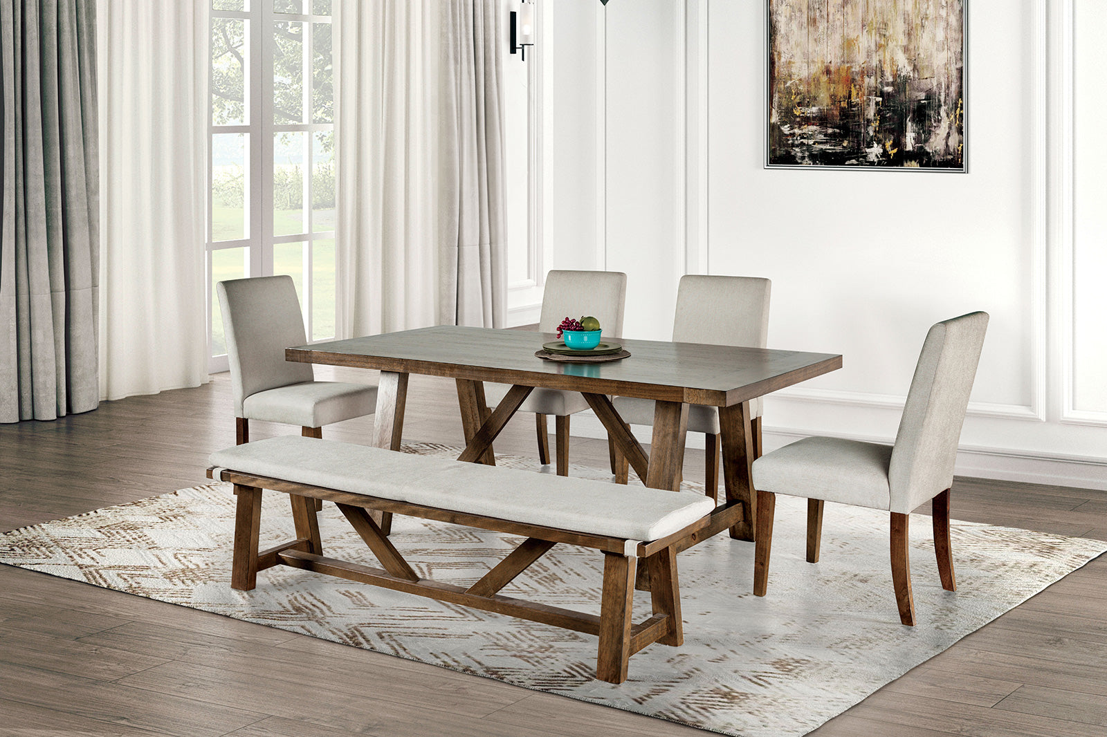 LOSONE - Bench w/ Cushion - FM3422WH-BN