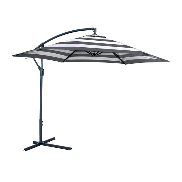 GLAM - Cantilever Umbrella w/ LED, Black/White - GM-3003BW