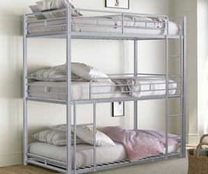 FELGU - Triple Twin Metal Bunk Bed, Silver - FM-BK909SV-T-BED