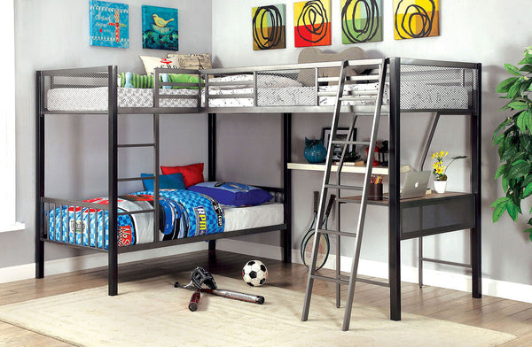 BALLARAT - Triple Twin Bunk Bed w/ Desk - CM-BK1049