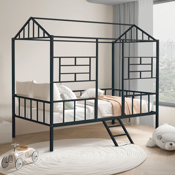 RHONDA - Twin Loft Bed (K/D), Black - FM-BK908BK-T