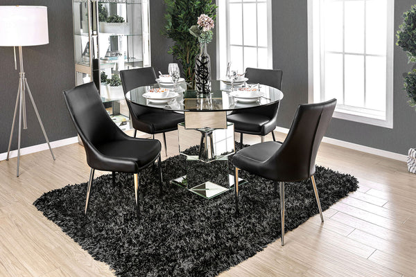 IZZY - 5 Pc. Round Dining Table Set (BK Chairs) - CM3384RT-5PC-BK