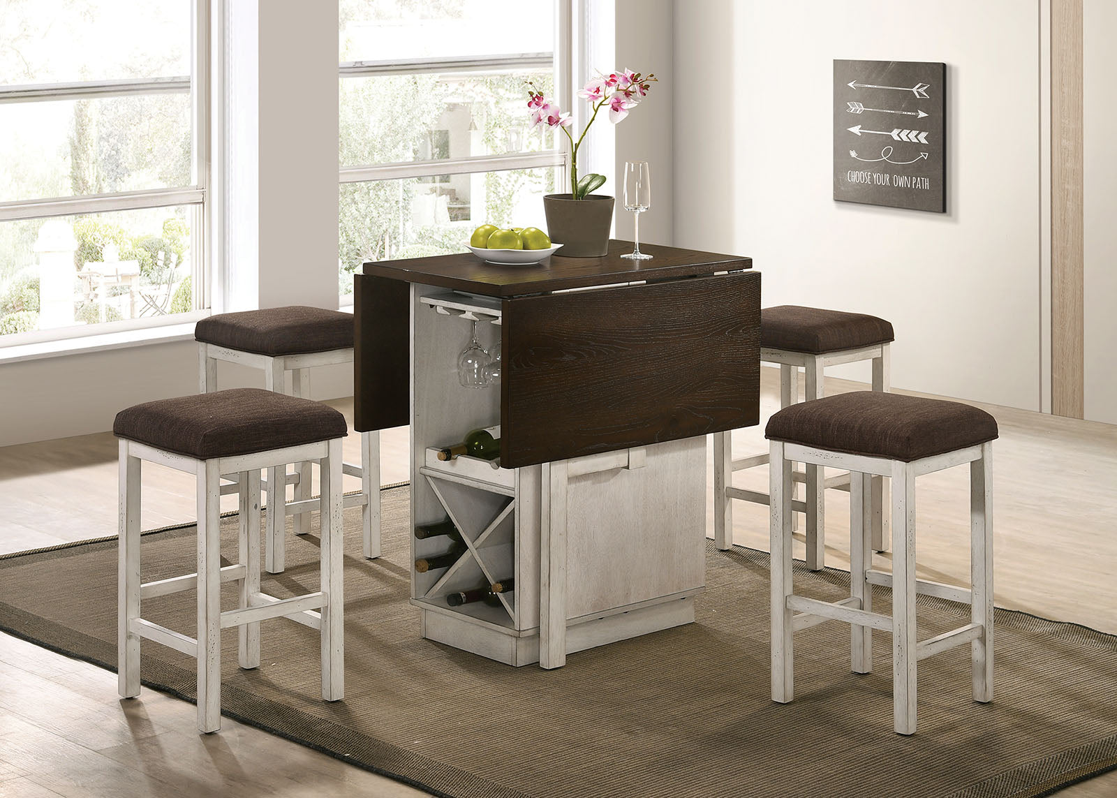 BINGHAM - 5 Pc. Counter Ht. Table Set - CM3168BR-PT-5PC