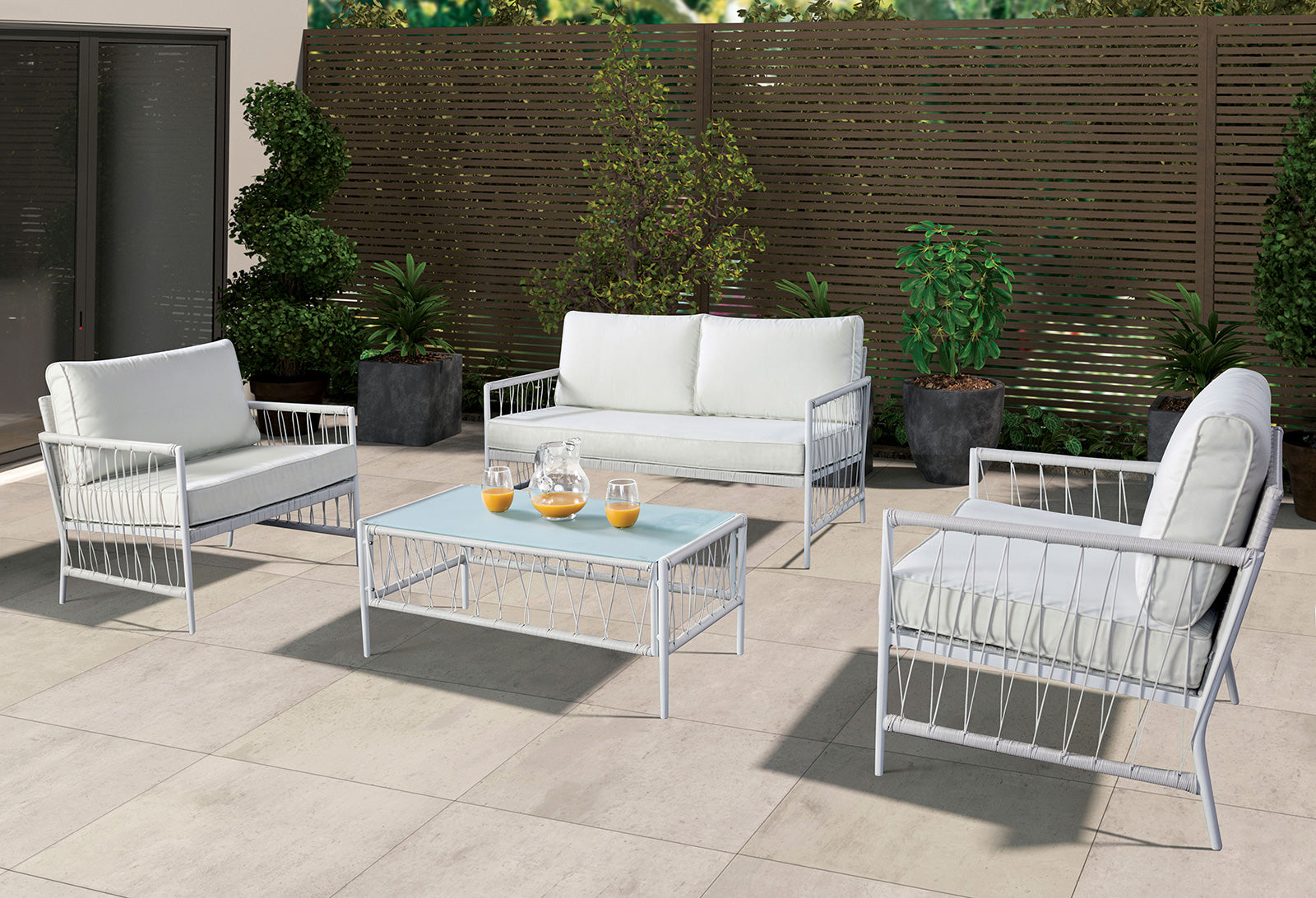 SHOMARI - 4 Pc. Wicker Sofa Set - LA-A025WH-4PK