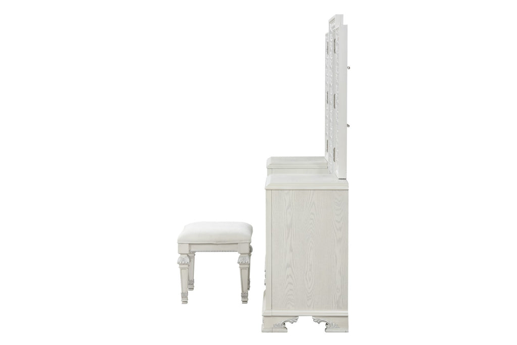 STELLA MIA - Vanity Set w/ Stool, Creamy White - FM70000WH-V-SET