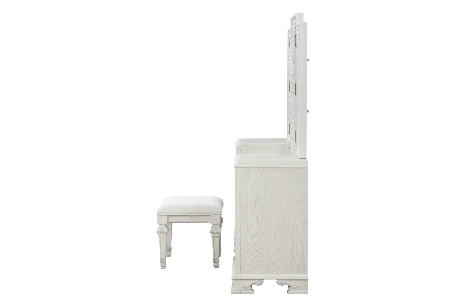 STELLA MIA - Vanity Set w/ Stool, Creamy White - FM70000WH-V-SET