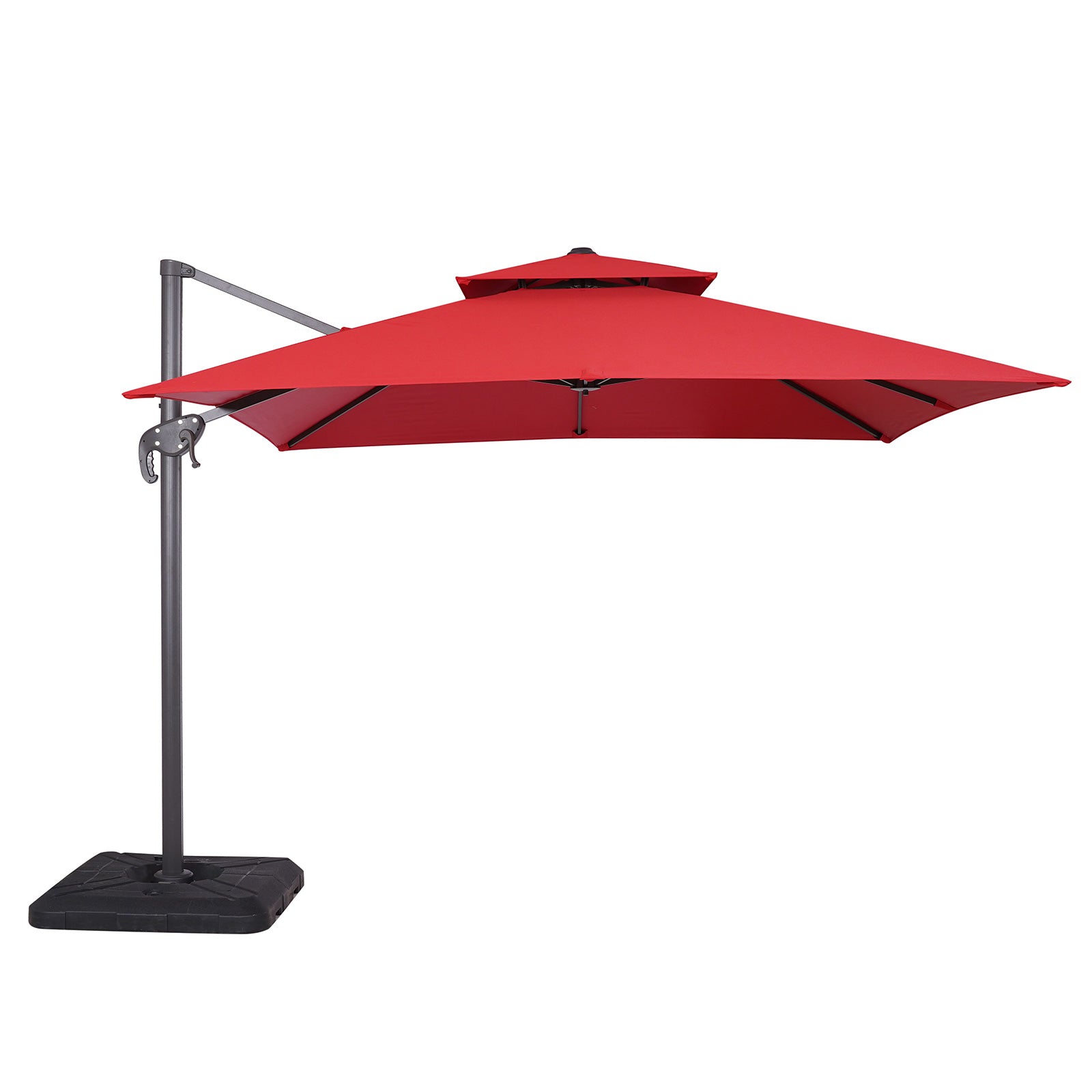 HERO - 10' Square Umbrella, Double Top, Red + Base - LA-A028RD+BASE