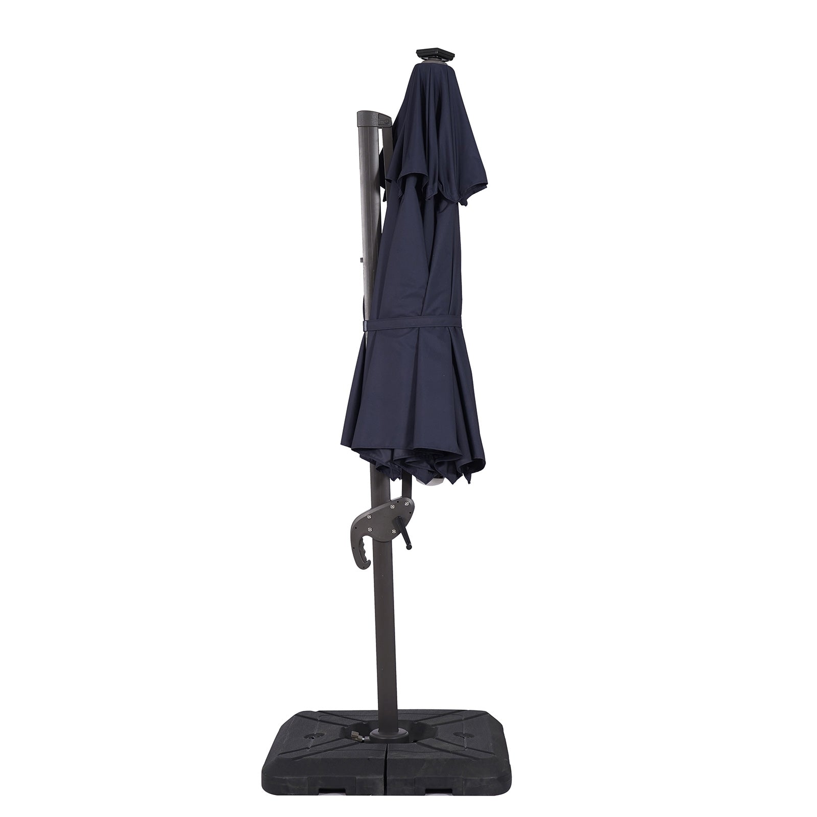 NUTI - 10' Round Umbrella, LED Light, Navy + Base - LA-A031BL+BASE