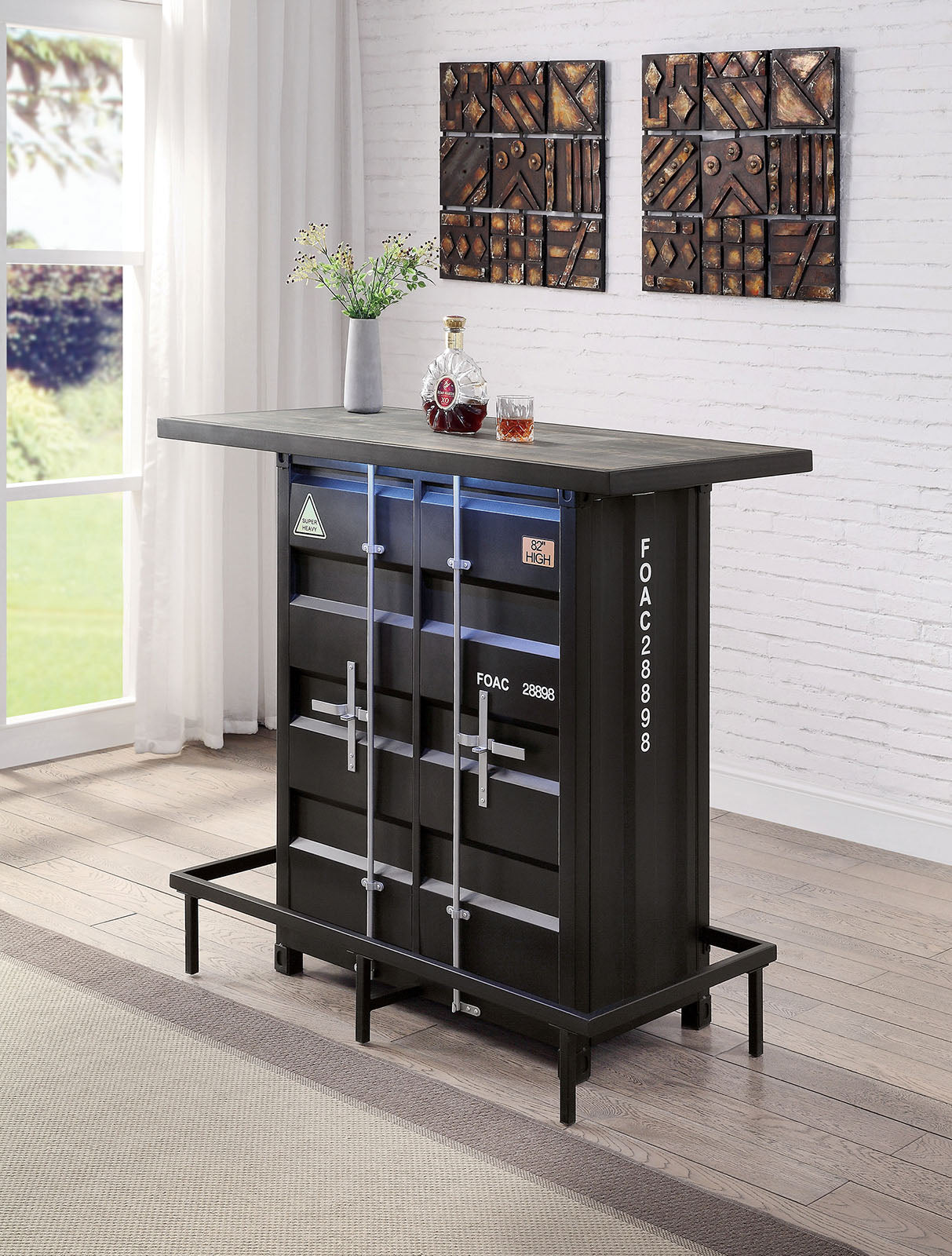 ESDARGO - Bar Ht. Table w/ LED Light - CM3789BK-BT