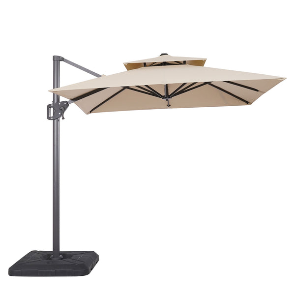 FIDA - 8' Square Umbrella, Double Top, Tan - LA-A029BG