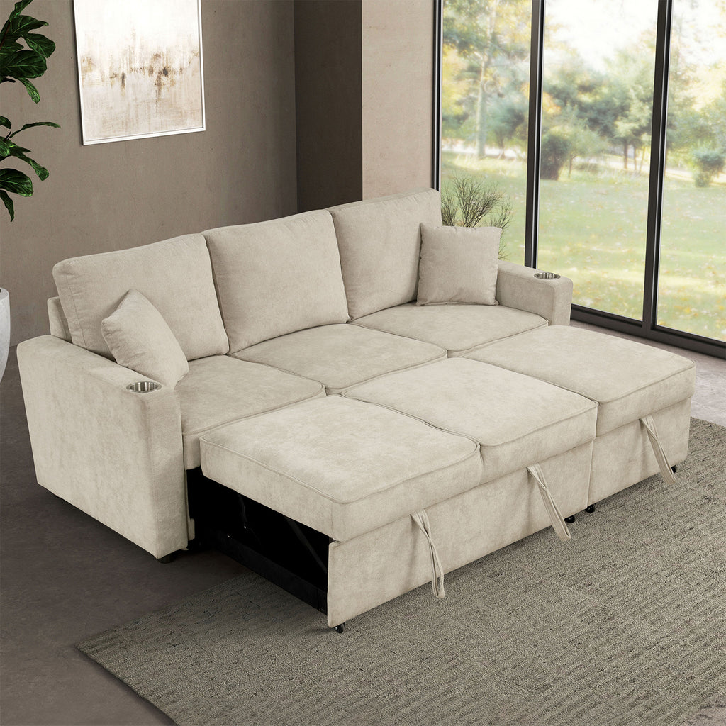 KENDAL - Sleeper Sofa Sectional w/ Cupholder - FM6965BG-SF-PK